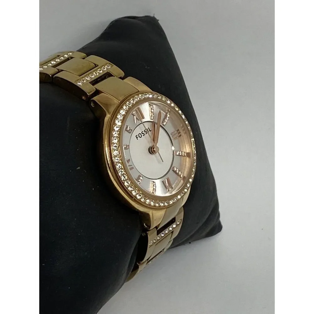 Fossil ES3284 Women's Gold Stainless Steel Analog Silver Dial Quartz Watch JK853